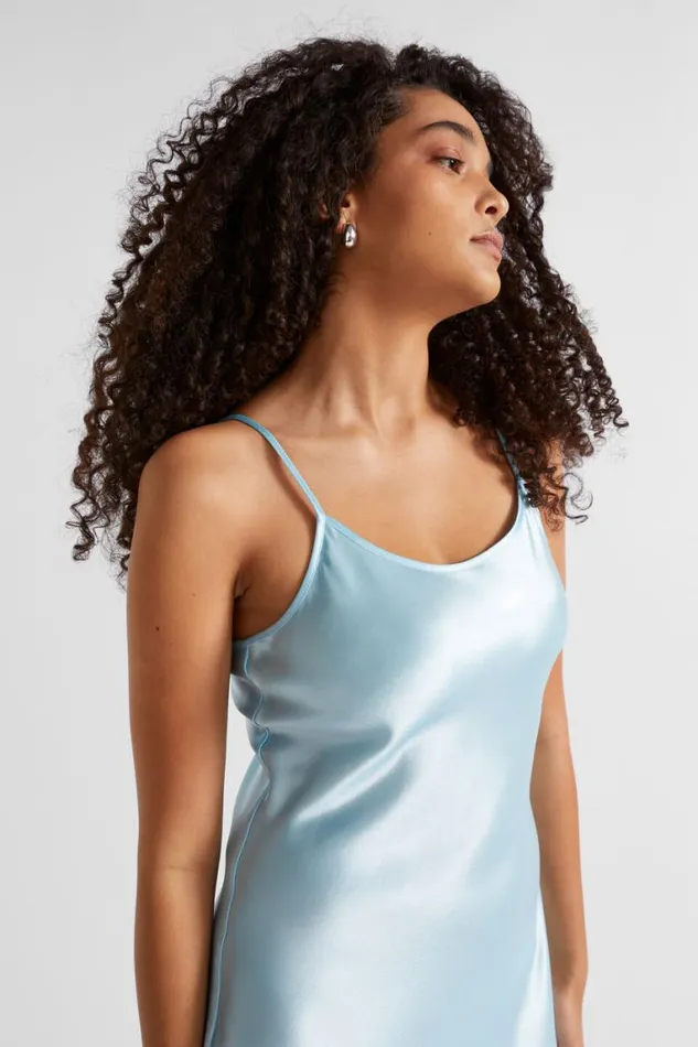 Seed Heritage Dresses Satin Maxi Slip Dress Shimmer Blue 8211 Woman