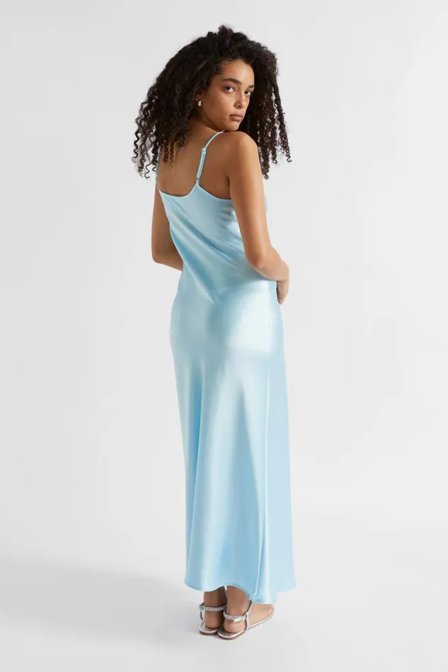 Seed Heritage Dresses Satin Maxi Slip Dress Shimmer Blue 8211 Woman
