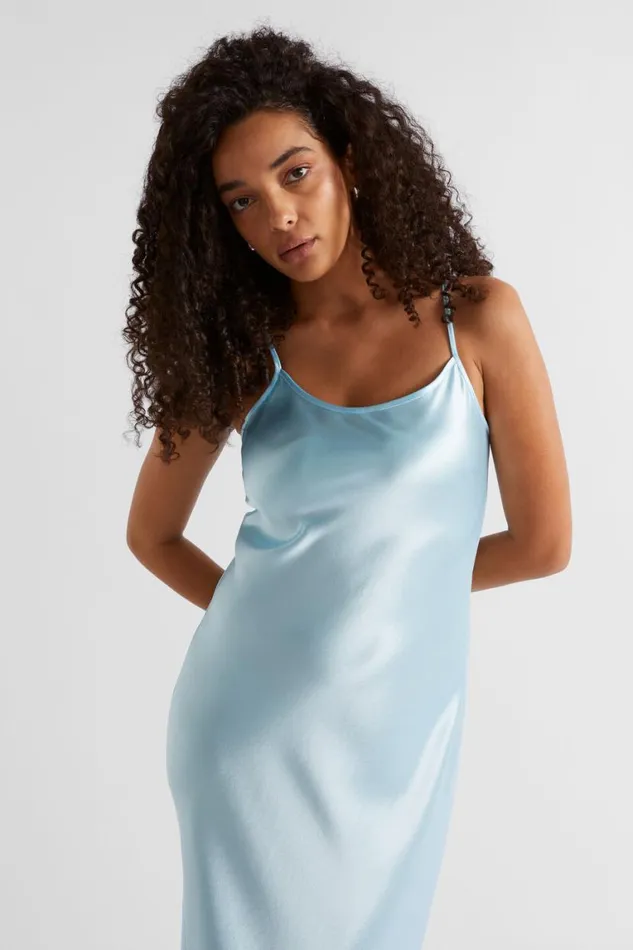 Seed Heritage Dresses Satin Maxi Slip Dress Shimmer Blue 8211 Woman