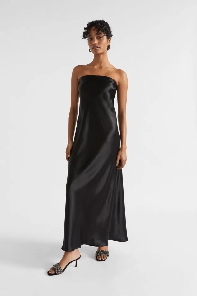 Seed Heritage Dresses Satin Strapless Maxi Dress Black 8211 Woman