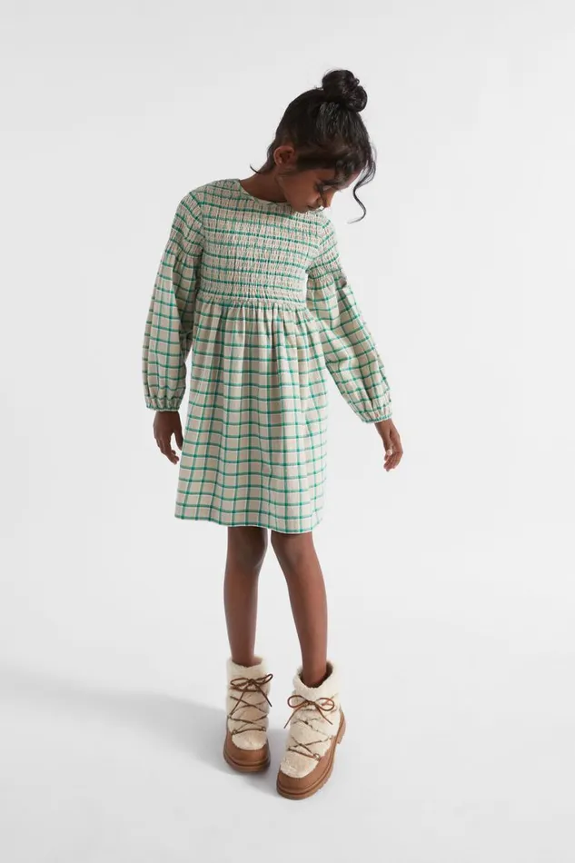 Seed Heritage Dresses Shirred Gingham Dress Pea Green 8211 Girl