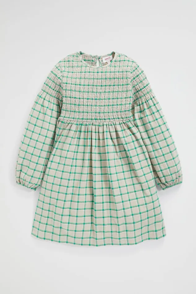 Seed Heritage Dresses Shirred Gingham Dress Pea Green 8211 Girl