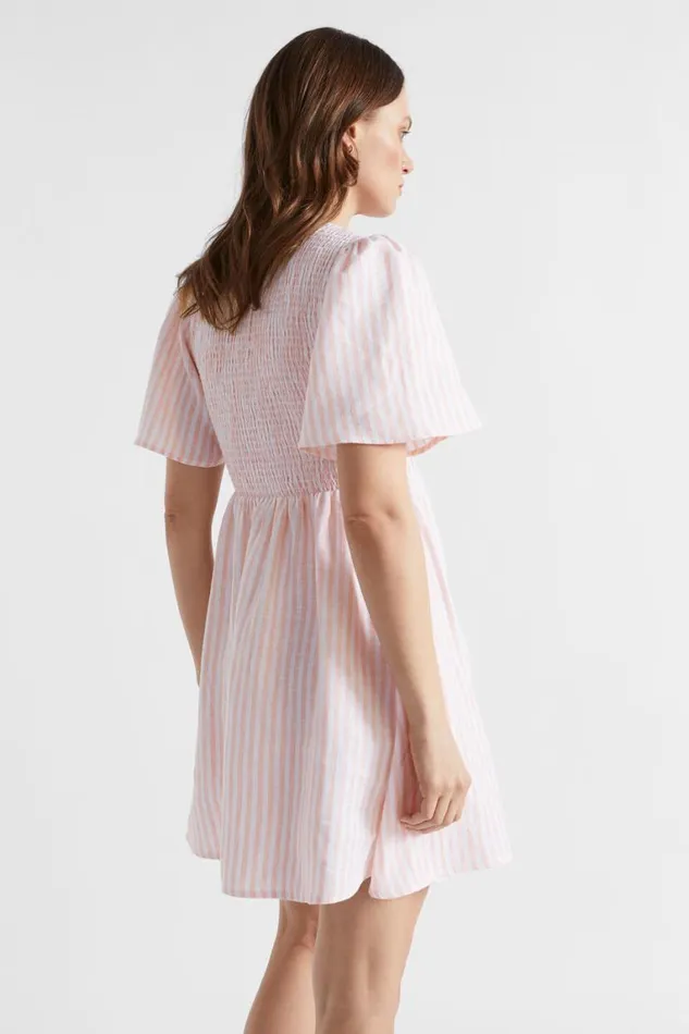 Seed Heritage Dresses Stripe Linen Mini Dress Tulip Pink Stripe 8211 Woman