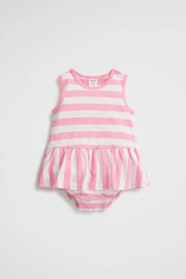 Seed Heritage Dresses Stripe Tank Romper Candy Pink 8211 Baby