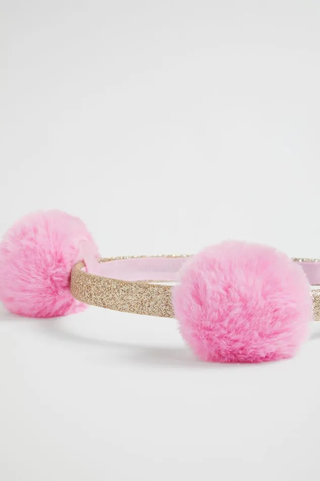 Seed Heritage Hair Accessories Faux Fur Pom Pom Headband Candy Pink 8211 Girl