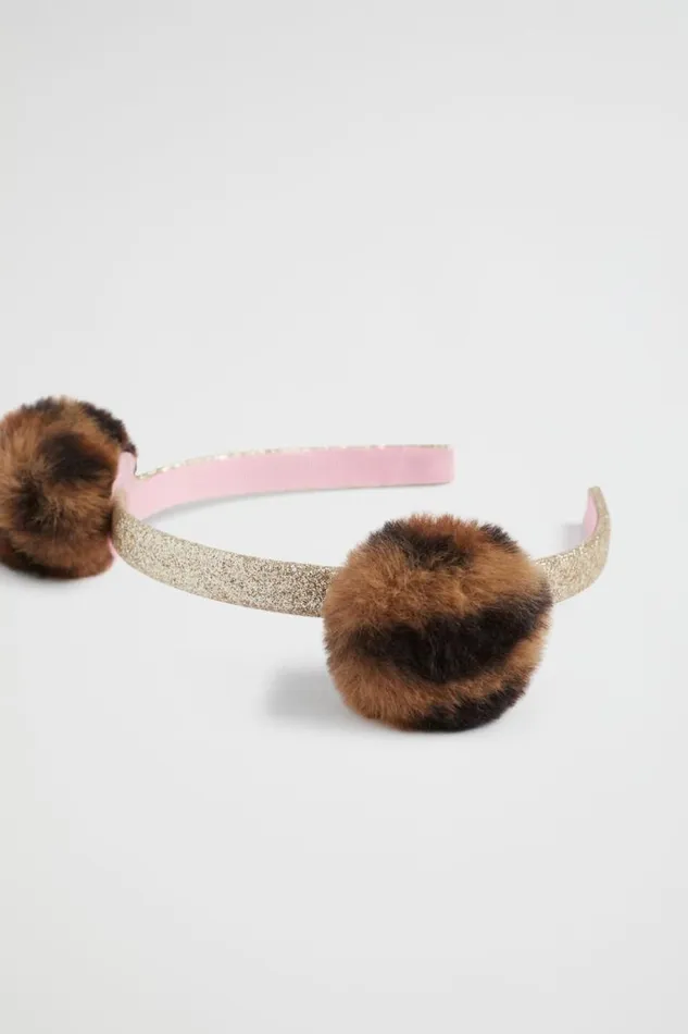Seed Heritage Hair Accessories Faux Fur Pom Pom Headband Ocelot 8211 Girl