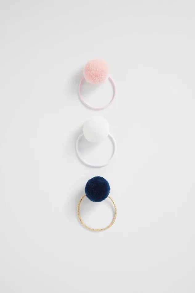 Seed Heritage Hair Accessories Pom Pom Hair Elastics Multi 8211 Girl