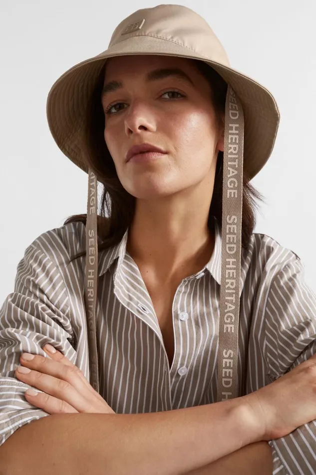 Seed Heritage Hats and Gloves Monochrome Logo Bucket Hat Cookie 8211 Woman