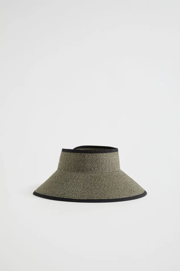Seed Heritage Hats and Gloves Textured Straw Visor Black 8211 Woman