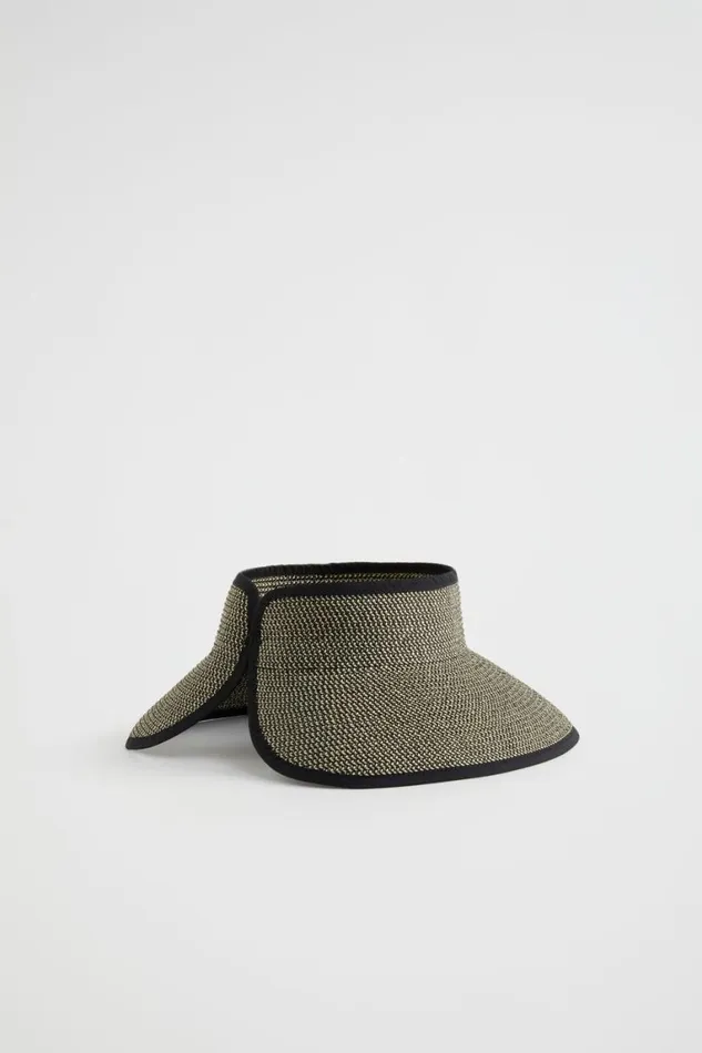 Seed Heritage Hats and Gloves Textured Straw Visor Black 8211 Woman