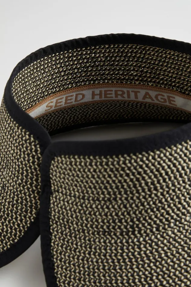Seed Heritage Hats and Gloves Textured Straw Visor Black 8211 Woman