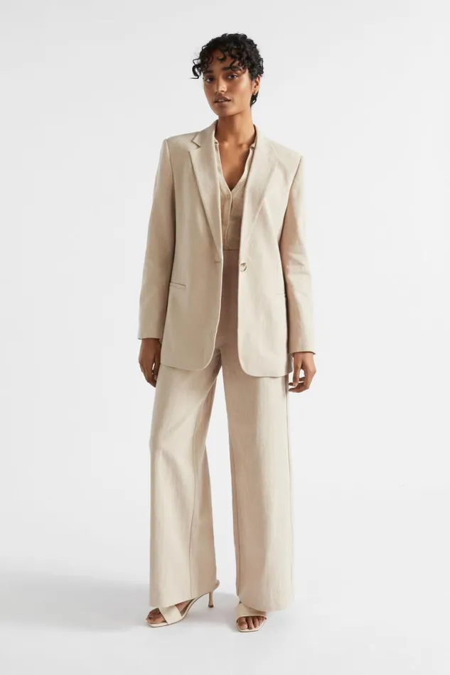 Seed Heritage Jackets and Vests Textured Relaxed Blazer Cool Sand 8211 Woman