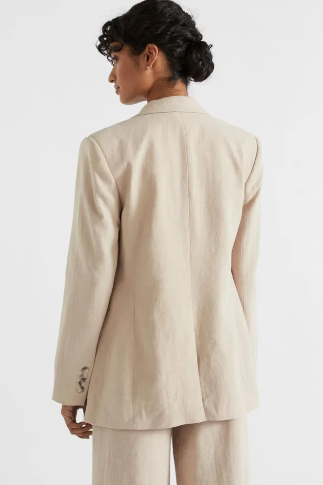 Seed Heritage Jackets and Vests Textured Relaxed Blazer Cool Sand 8211 Woman