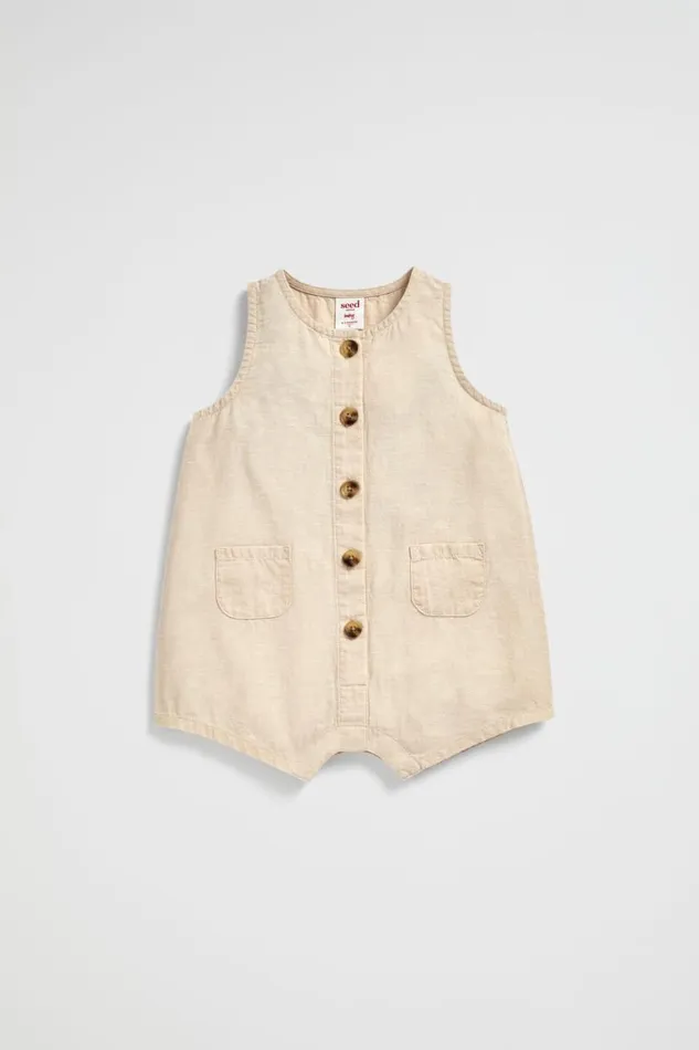 Seed Heritage Jumpsuits and Overalls Linen Romper Oat 8211 Newborn