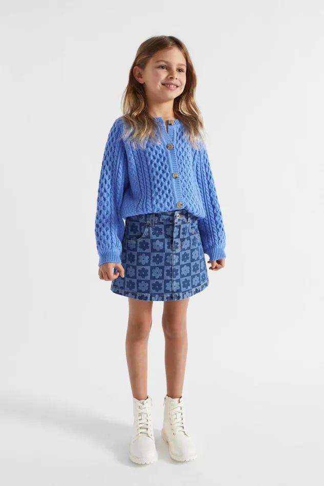 Seed Heritage Knitwear and Sweaters Cable Knit Cardi Soft Cobalt 8211 Girl