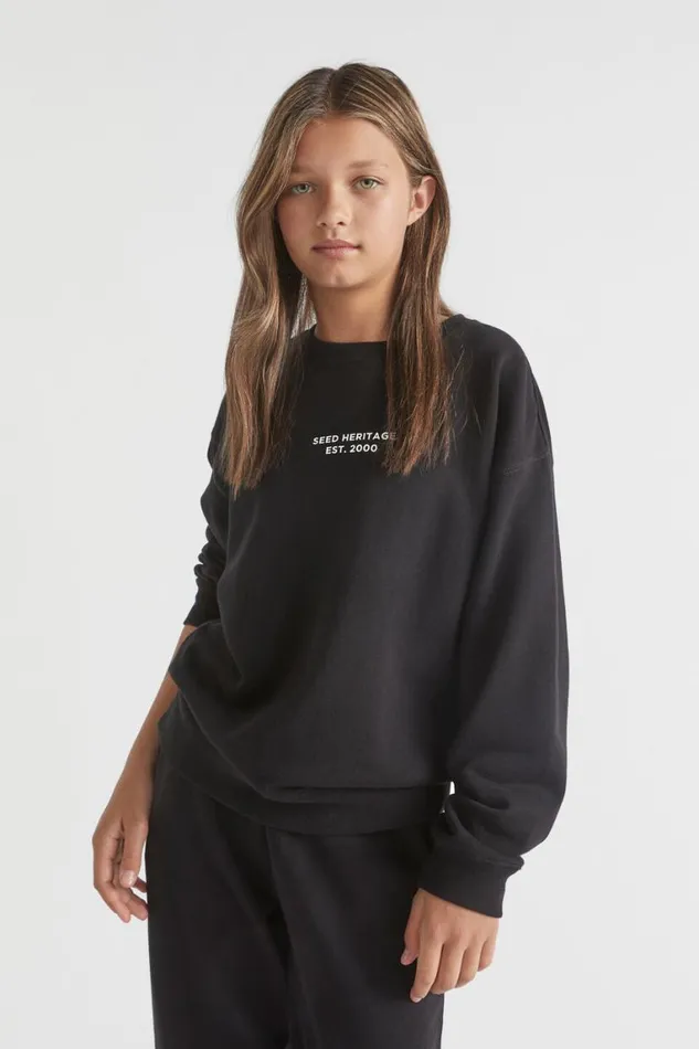 Seed Heritage Knitwear and Sweaters Core Relaxed Sweat Black 8211 Teen Girl