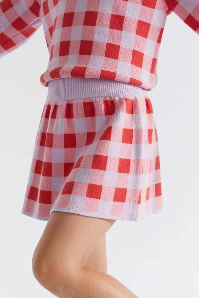 Seed Heritage Knitwear and Sweaters Gingham Skirt Orchid 8211 Girl