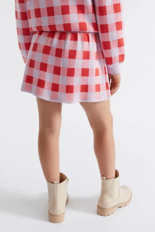 Seed Heritage Knitwear and Sweaters Gingham Skirt Orchid 8211 Girl
