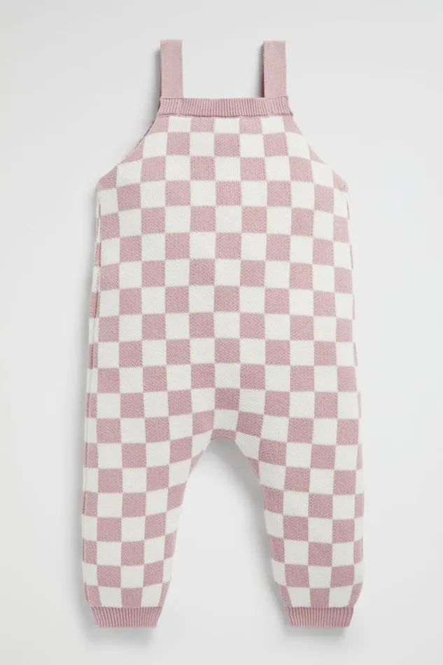 Seed Heritage Knitwear and Sweaters Grid Check Overall Berry 8211 Newborn