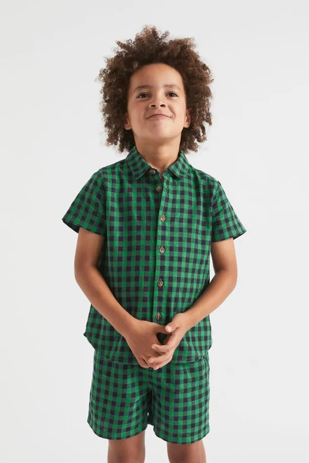 Seed Heritage Occasion Check Short Palm Green 8211 Boy