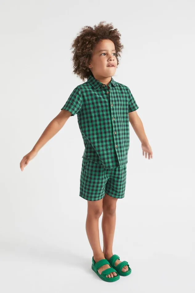 Seed Heritage Occasion Check Short Palm Green 8211 Boy