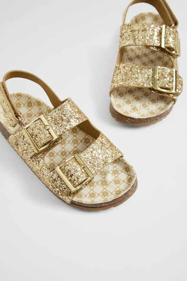 Seed Heritage Sandals and Slides Glitter Double Buckle Slide Gold 8211 Girl