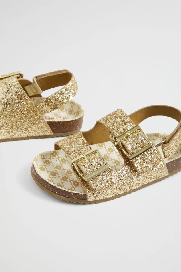 Seed Heritage Sandals and Slides Glitter Double Buckle Slide Gold 8211 Girl