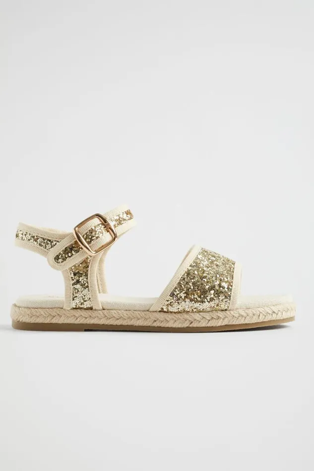 Seed Heritage Sandals and Slides Glitter Open Toe Espadrille Gold 8211 Girl