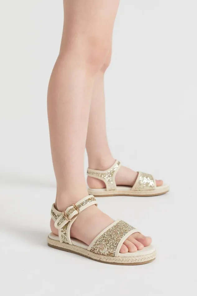 Seed Heritage Sandals and Slides Glitter Open Toe Espadrille Gold 8211 Girl