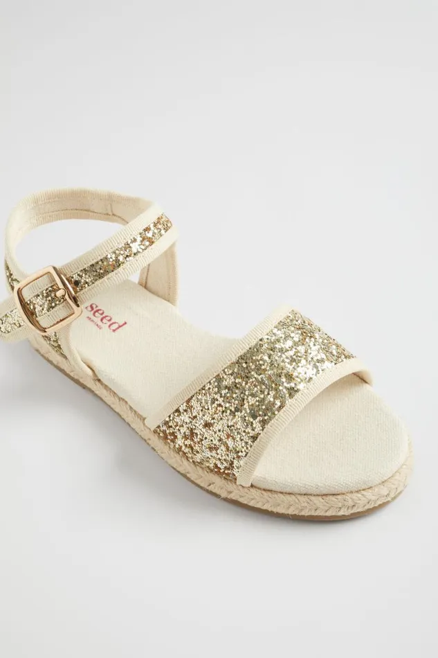 Seed Heritage Sandals and Slides Glitter Open Toe Espadrille Gold 8211 Girl