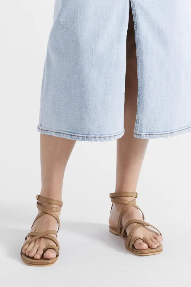 Seed Heritage Sandals and Thongs Addison Flat Sandal Caramel 8211 Woman