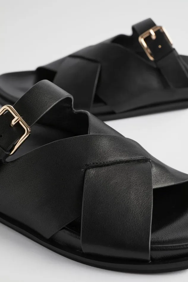 Seed Heritage Sandals and Thongs Heidi Buckle Slide Black 8211 Woman