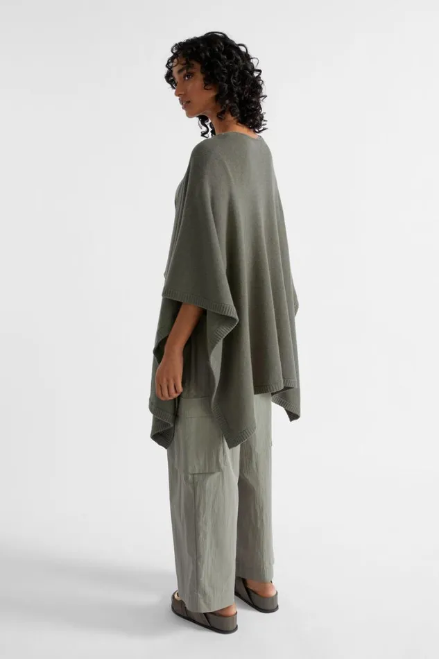 Seed Heritage Scarves and Kaftans Lightweight Rib Poncho Smokey Olive 8211 Woman