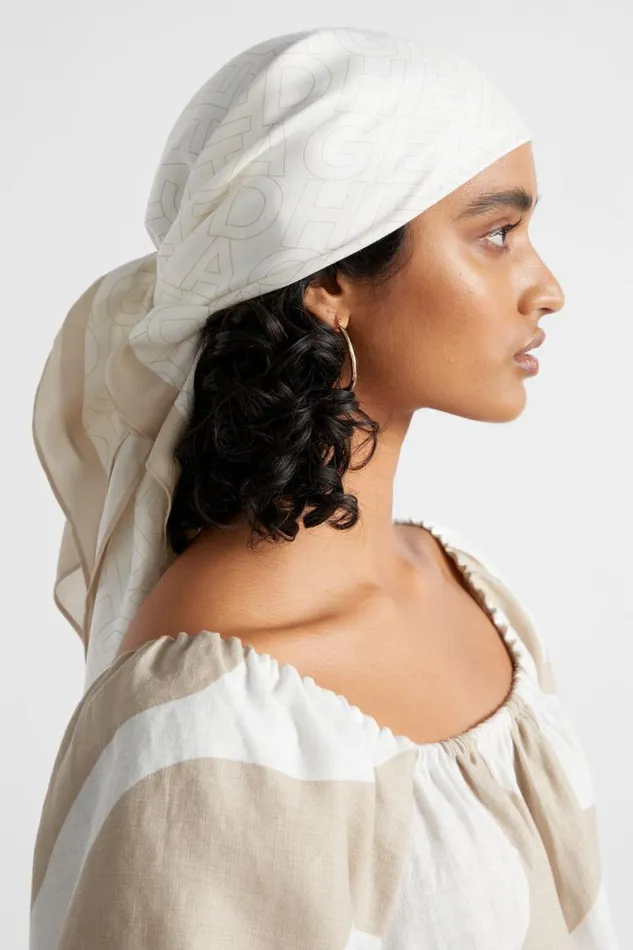 Seed Heritage Scarves and Kaftans Logo Print Square Scarf Stone 8211 Woman Seed Heritage Scarves and Kaftans Logo Print Square Scarf Stone 8211 Woman