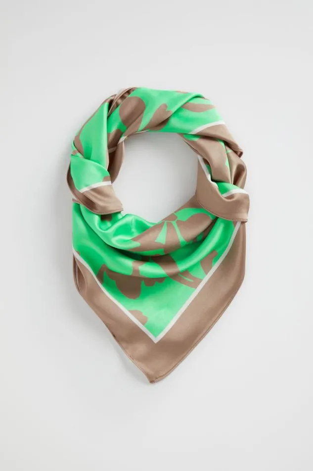 Seed Heritage Scarves and Kaftans Print Square Scarf Key Lime Floral 8211 Woman