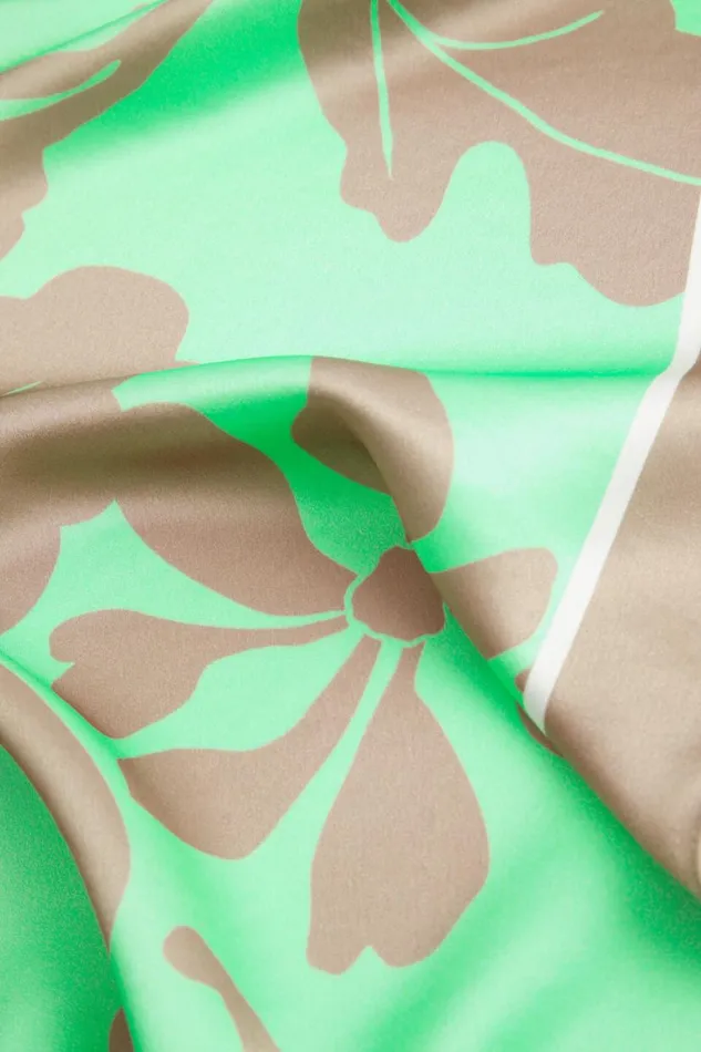 Seed Heritage Scarves and Kaftans Print Square Scarf Key Lime Floral 8211 Woman