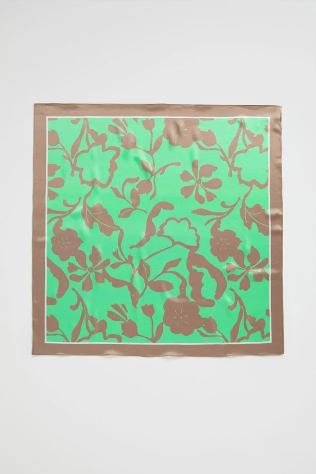Seed Heritage Scarves and Kaftans Print Square Scarf Key Lime Floral 8211 Woman