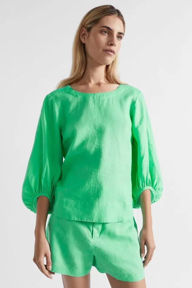 Seed Heritage Sets Core Linen Balloon Sleeve Top Key Lime 8211 Woman