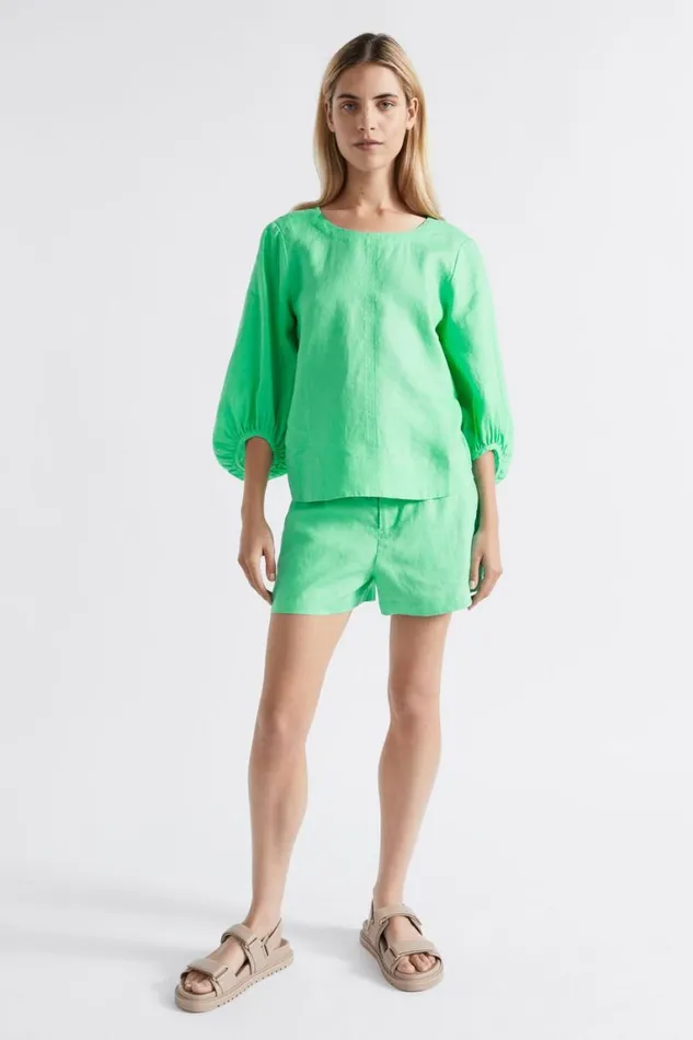 Seed Heritage Sets Core Linen Balloon Sleeve Top Key Lime 8211 Woman
