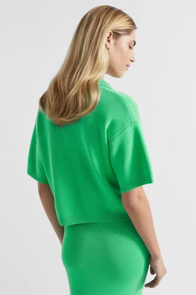 Seed Heritage Sets Cotton Short Sleeve Polo Knit Key Lime 8211 Woman