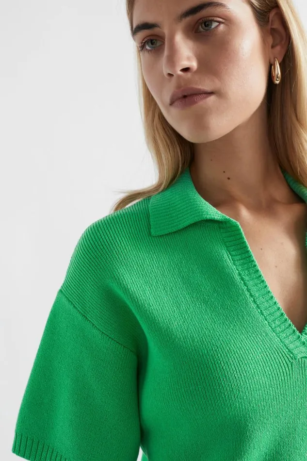 Seed Heritage Sets Cotton Short Sleeve Polo Knit Key Lime 8211 Woman