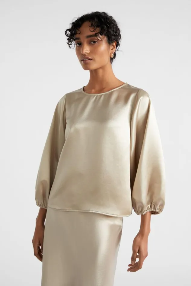 Seed Heritage Sets Satin Balloon Sleeve Top Cool Sand 8211 Woman