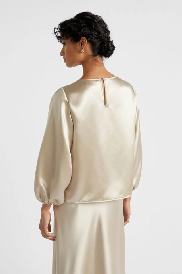 Seed Heritage Sets Satin Balloon Sleeve Top Cool Sand 8211 Woman