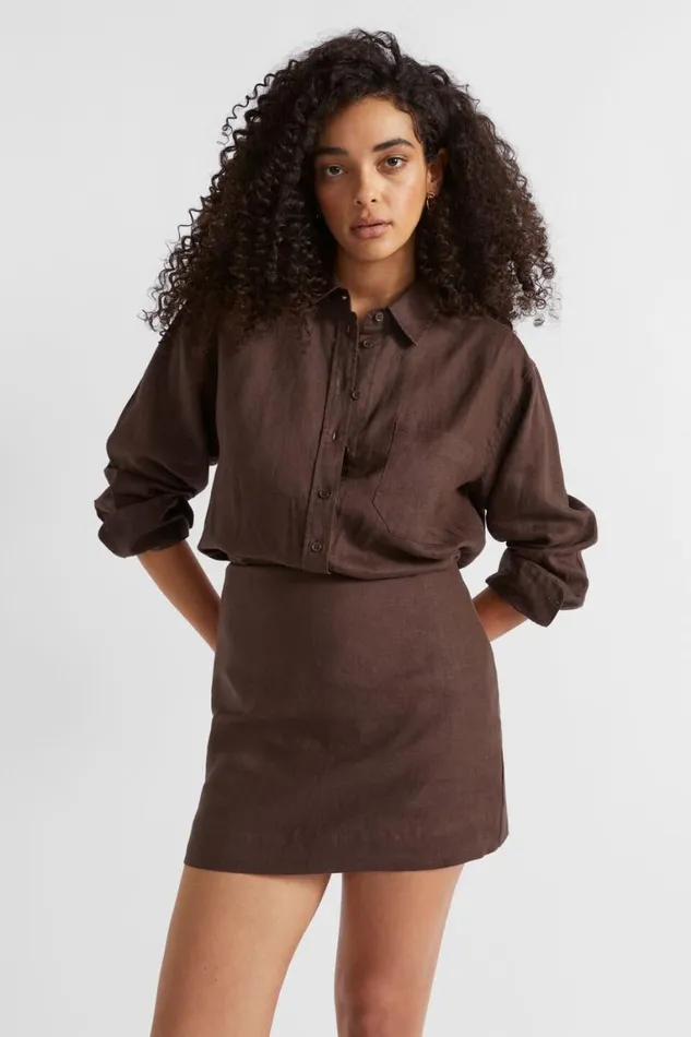 Seed Heritage Shirts Core Linen Boyfriend Shirt Deep Raisin 8211 Woman
