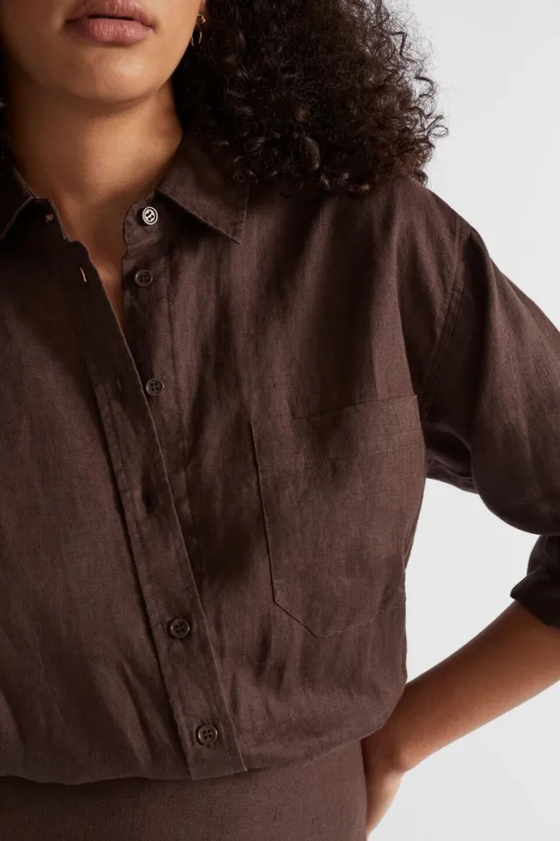 Seed Heritage Shirts Core Linen Boyfriend Shirt Deep Raisin 8211 Woman