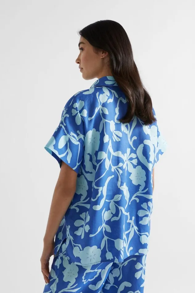 Seed Heritage Shirts Linen Floral Shirt Deep Ocean Floral 8211 Woman