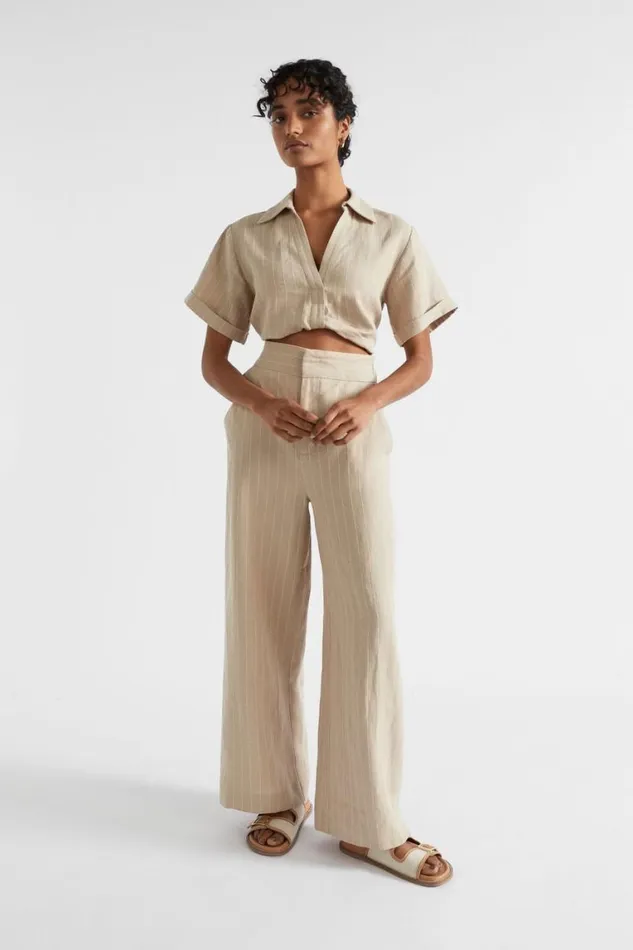 Seed Heritage Shirts Linen Pinstripe Twist Shirt Cool Sand Pinstripe 8211 Woman