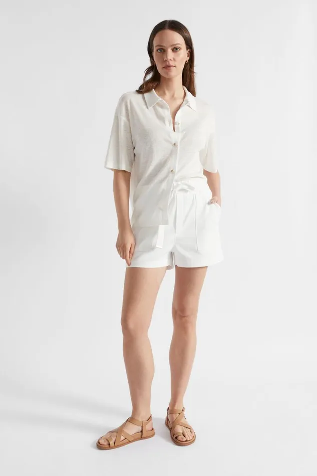 Seed Heritage Shirts Linen Polo Shirt Cloud Cream 8211 Woman