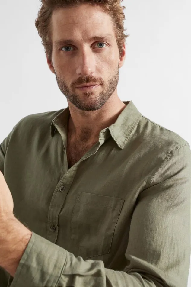 Seed Heritage Shirts Linen Shirt Bay Leaf 8211 Man