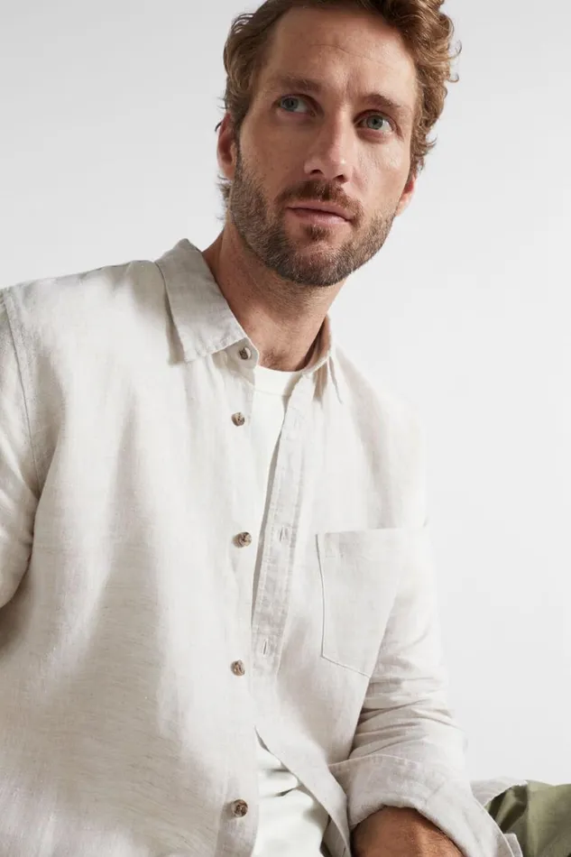 Seed Heritage Shirts Linen Shirt Ecru Crossdye 8211 Man